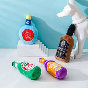 Juguetes para masticar de peluche de perro personalizados, patrón de bordado duradero, botella chirriante divertida, Juguete para perro - Product Image 3