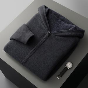 Cárdigan de lana de cachemira para hombre, nuevo modelo otoño-invierno 2026, de cuello medio alto, con cremallera, grueso, de color liso, estilo casual y tejido holgado. - Product Image 3