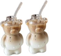 Tasses à café créatives en verre borosilicate transparent en forme d'ours, à eau, bon marché