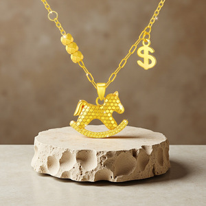 Collana con Ciondolo Zodiacale in Rame Dorato Stile Lusso Leggero, Catena in Bambù, Regalo per Donna e Fidanzata, YWJW Lab Created - Product Image 1