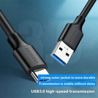 Cable UGREEN USB-A a USB-C 3.0 de Alta Velocidad para Carga y Transferencia de Datos para Computadora Portátil, PC, Disco Duro Externo
