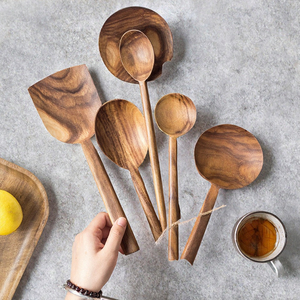 Xunyi ไม้สักธรรมชาติช้อนไม้และไม้พายล้างมือเท่านั้น - Product Image 3