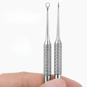 Empuje de cutículas de uñas, palo de taladro de pedicura de madera naranja, acero inoxidable de doble punta, piel muerta, quitar, tomar pegamento, limpiar pendiente de empuje - Product Image 3