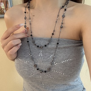 Kalung Choker Panjang Berlapis Perak dengan Manik-manik Gaya <span class=keywords><strong>Retro</strong></span> Y2K, Rantai Tulang Selangka Desain Kupu-kupu Budha, untuk Pemakaian Sehari-hari Wanita - Product Image 4