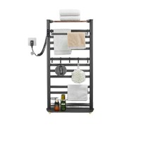 Porte-serviettes sur pied intelligent en alliage d'aluminium, capacité de charge 100 kg, 4 barres, revêtement poudré, chauffe-serviettes électrique pour salle de bain
