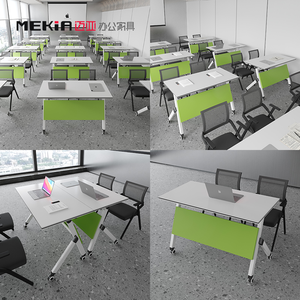 Mesas de Escritório Portáteis Módulo de Mobiliário de Escritório em Madeira Mesa Dobrável para Funcionários Mesa de Conferência para Sala de Treinamento - Product Image 5
