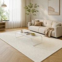Tapis moderne en bouclette crème, grand tapis texturé blanc moelleux, tapis moderne minimaliste doux et moelleux pour salon et chambre à coucher