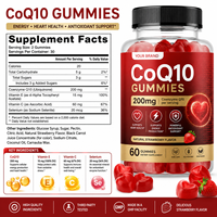 Gummies CoQ10 Marque Blanche OEM 200mg Supplément Coenzyme Q10 Saveur Fraise Naturelle 60 Gummies