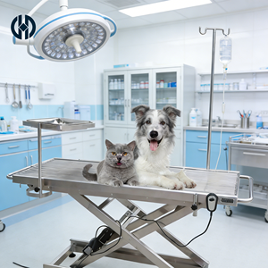 Table d'opération <span class=keywords><strong>vétérinaire</strong></span> à conception robotisée avec levage électrique, bac à déchets et support de perfusion, adaptée aux cliniques vétérinaires - Product Image 1