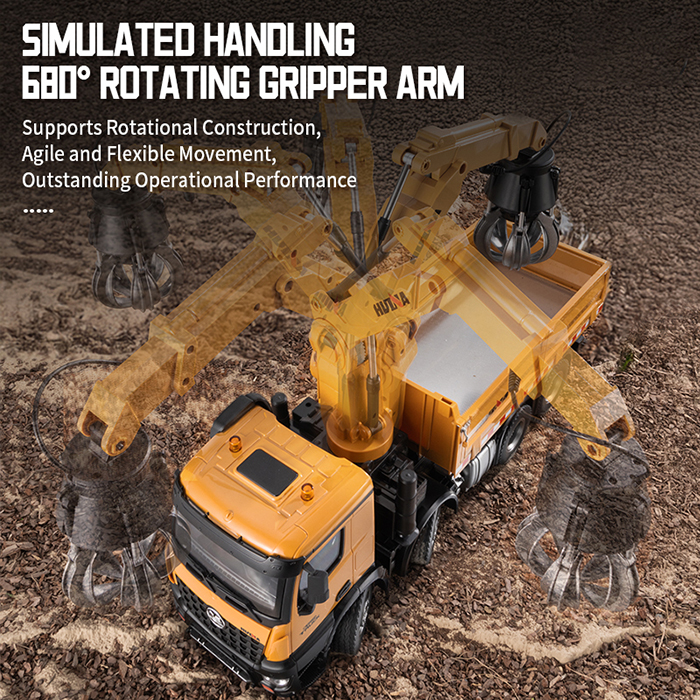 Huina 1538 1/14 3in1 Crane Rotation Arm Timber Grab Truck