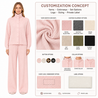 Ensemble 2 pièces Lolita d'hiver en tricot ample à col montant et boutons, comprenant un haut à manches longues et un pantalon large, idéal comme tenue décontractée ou loungewear