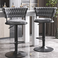 Tabourets de bar commerciaux modernes de luxe en velours rose métallisé doré, réglables, pour la maison et l'hôtellerie