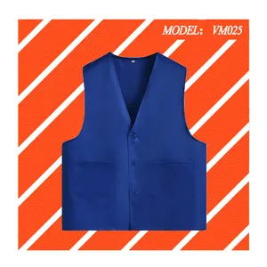 Supermarket cashier overalls vest vest summer style unisex patch pocket flat angle sleeveless button vest VM025