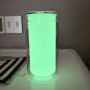 glow double-wall plastic <b>cup</b> 16oz snowglobe tumbler clear pre drilled - Product Image 3