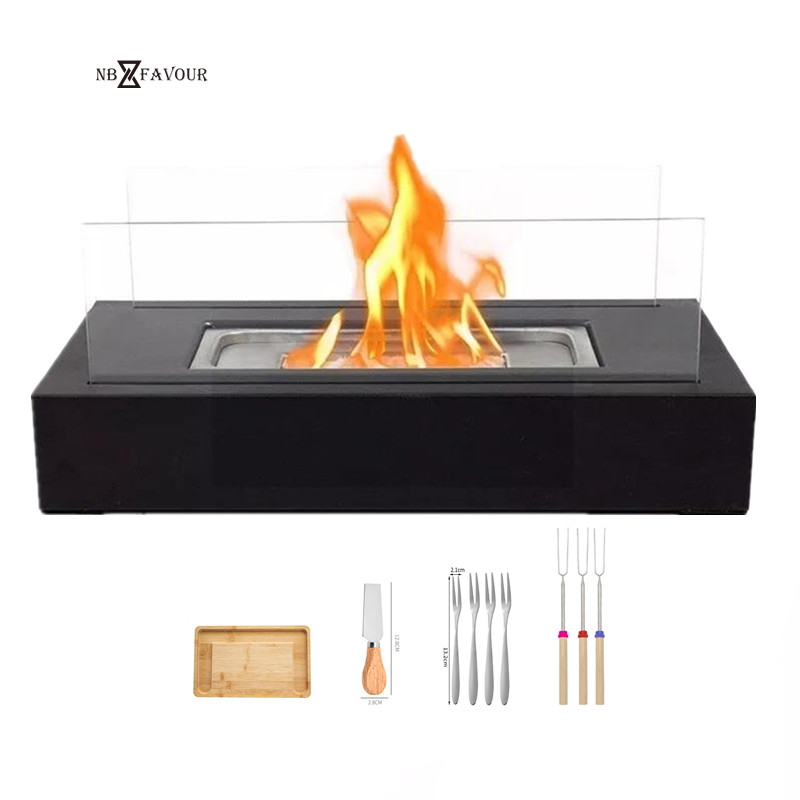 NB-FAVOUR портативная стальная спиртовая плита Corten Firepit Настольный камин Настольный костер со стеклом для внутреннего/наружного использования