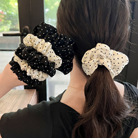Chouchous en satin à pois pour femmes, élastiques à cheveux style vintage, en tissu doux, attaches pour queue de cheval, accessoire capillaire