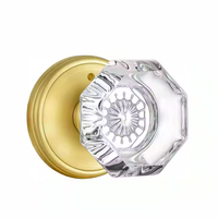 Serrure de porte en fer sphérique silencieuse de haute qualité, dorée, à clé, avec poignée en cristal poli, antivol, durable et luxueuse