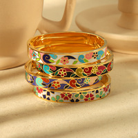 CAIOOCHE Bracelets et Joncs pour Femmes en Acier Inoxydable Plaqué Or 18 carats, Bijoux Émaillés Colorés, Étanche, Tendance