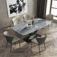 Ensemble table et chaises de salle à manger en bois massif de luxe, style simple et rectangulaire en ardoise, idéal pour villa complète