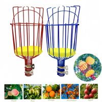 Duurzame industriële metalen fruitplukker met telescopische stalen/houten steel, verstelbare moderne fruitplukmand