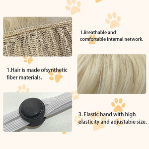 Perruque universelle pour animaux de compagnie, nouveau costume d'Halloween pour chats et chiens, perruque en polyester à motif uni pour les fêtes et les occasions spéciales toute l'année - Product Image 3