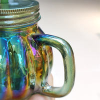 Mug en verre et métal en forme de melon, avec couvercle et paille, de qualité alimentaire, réutilisable, fait main, moderne, tendance, durable, coloré, vaisselle à boisson