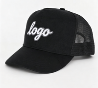 Zwarte verwisselbare klittenband patch mesh trucker pet aanpasbare snapback cap voor streetwear