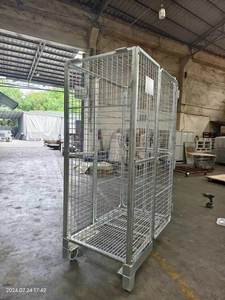 Industrial Transport Folded <b>Trolley</b> Hand <b>Trolley</b> Roll Cage Factory Heavy Duty <b>Trolley</b> Wire Roll Cage Warehouse Roll Cages - Product Image 4