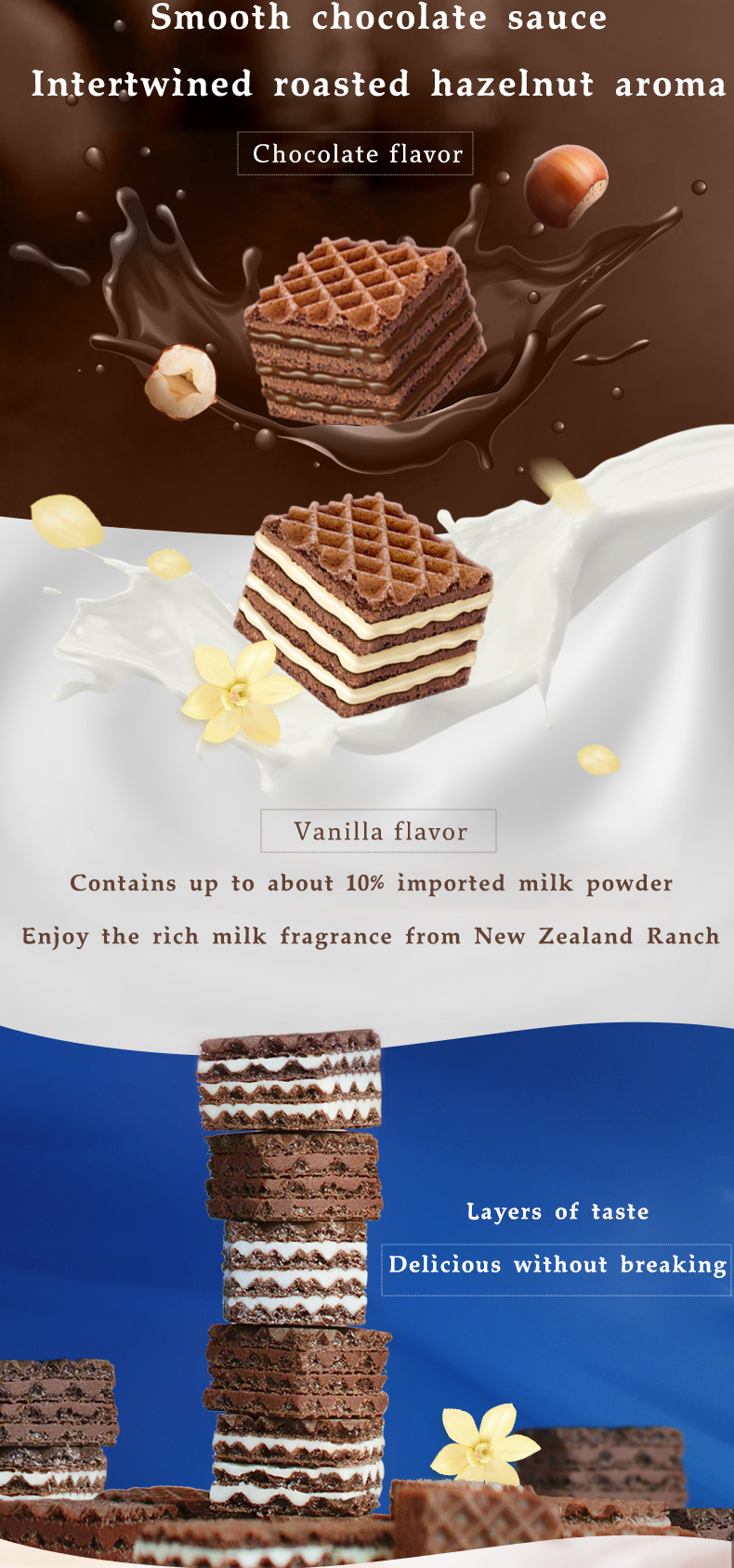 H Wholesale Brand Biscuit Wafer 42g Chocolate Sandwich