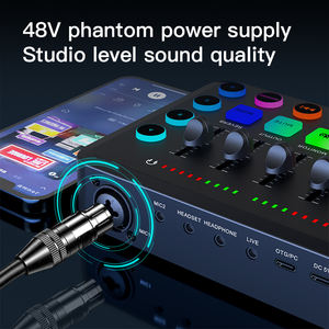 Mezclador de Audio Phantom de 48V con RGB, Micrófono de Condensador XLR Profesional para Grabación en <span class=keywords><strong>Estudio</strong></span>, Paquete de Equipo para Podcast con Tarjeta de <span class=keywords><strong>Sonido</strong></span> SC3 - Product Image 4