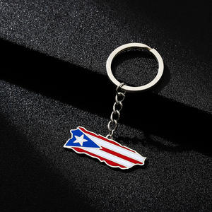 Amour coeur Porto Rico <span class=keywords><strong>carte</strong></span> drapeau Style ethnique en acier inoxydable porte-clés pour hommes femmes cadeau porte-clés accessoire porte-clés bijoux - Product Image 6