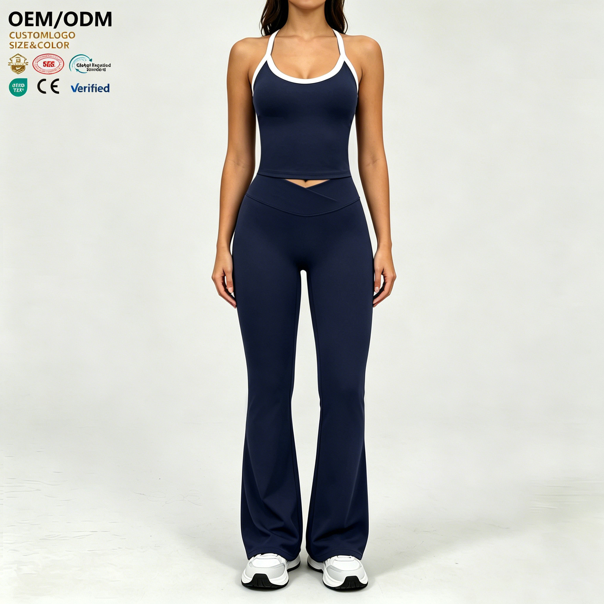 ABX6001+ACK6001-1 Wholesale Spandex Solid Color Women Sports Loungewear High Quality Fitness Pilates Set Women Yoga Leisurewear