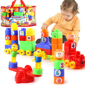 Ensemble de grands blocs de construction en plastique avec sac STEM Jouets éducatifs de bricolage Jouets d'apprentissage préscolaire pour enfants Jouets de construction pour garçons et filles - Product Image 1