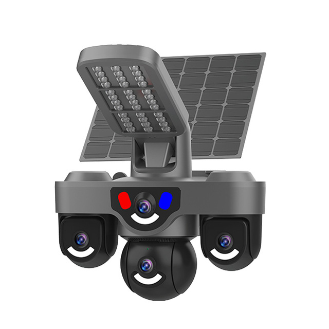 9MP 4G Solar Multi-Lens Street Lamp Outdoor Security Camera with 36W LED PIR Detection IR Night Vision