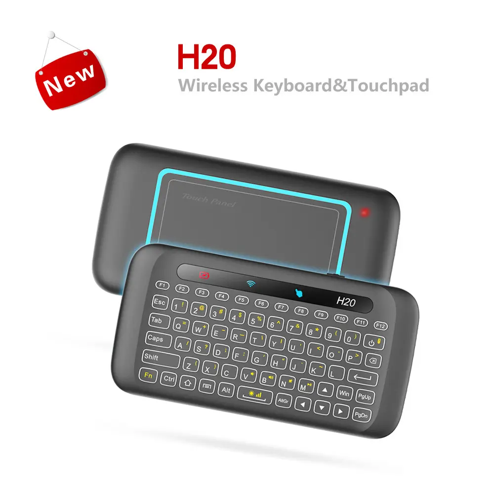Nieuwe Wireless Keyboard & Touchpad H20 Touch Keyboard Led Backlight Infrarood Leren Mini Wireless Keyboard Air Mouse Vliegen Muis