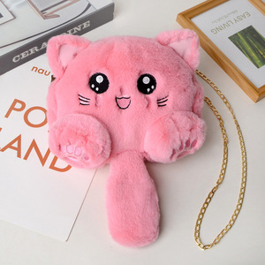 Bolso de mano de gato de piel sintética esponjosa, bolso cruzado, bolso de mensajero, conejitos de peluche para niños, bolso de hombro de conejo de felpa de dibujos animados para mujer - Product Image 3