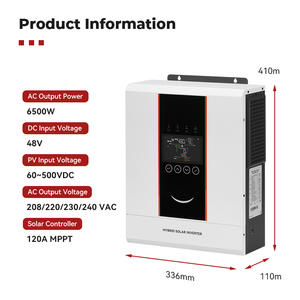 <span class=keywords><strong>Inverter</strong></span> Solari 1.2kW/3.6kW/5.0kW/6.5kW Ibridi Monofase 12V/24V/48V Onda Sinusoidale Pura LCD 94% Efficienza IP21 240VAC - Product Image 6