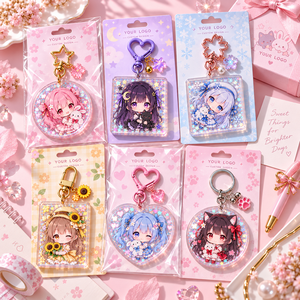Porte-clés personnalisés en acrylique brillant, mignons, style anime, transparents, imprimés double face, breloques personnalisées, fabrication OEM ODM - Product Image 2