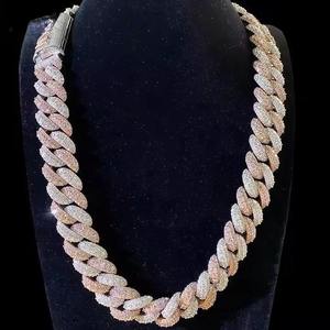 Cadena Cubana de Plata 925 con Diamantes de Moissanita, Collar Hip Hop con Incrustaciones de Diamantes para Hombre, Joyería de Moda para Bodas - Product Image 2