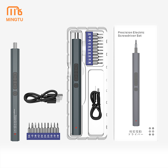 Mini Professional Cordless Electric Screwdriver Set 11-in-1 10 CR-V Bits Precision LED Light Brushless Motor 350mAh Handy