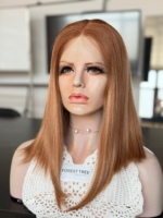 Perruque Casher SHY, couleur brun clair, cheveux humains européens, dessus en dentelle, couleur personnalisée, fournisseur d'usine
