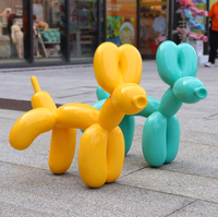 Pour Pop Art Style géant brillant rouge FRP ballon chien Sculpture résine artisanat pour moderne maison et jardin décor