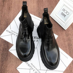 Leather Chelsea boots <b>for</b> <b>men</b> - short boots that are versatile and trendy. Thick-soled, <b>elevated</b> boots made of genuine leather - Product Image 2
