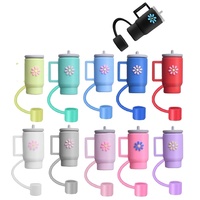 Maßgefertigte Umweltfreundliche Wiederverwendbare Silikon/PVC Strohhalm-Spitzenabdeckung 10mm 3D Schleife Blumen-Topper 40 oz Becher Bar-Zubehör Waschbar
