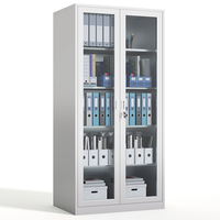 Archivador de Acero Moderno con Puerta de Vidrio Templado, Asas Ergonómicas y Cerraduras Seguras con Llave para Gestión de Documentos
