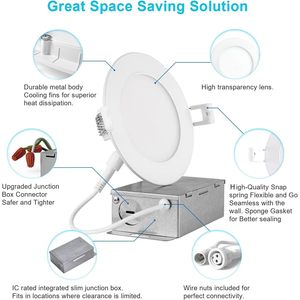 OSTEK Lot de 30 plafonniers encastrés LED ultra-minces de 6 pouces 5CCT Downlights 2700K/3000K/3500K/4000K/5000K Couleur sélectionnable - Product Image 4