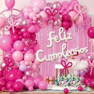 Ensemble de ballons décoratifs, décoration de fête élégante rose, 5-7 ans, montage facile - Product Image 1