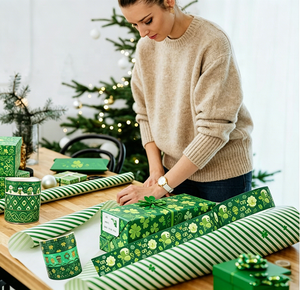 Wholesale St Patricks Day Tape Rolls Green Clover <strong>Celtic</strong> Knot Harp Beer Checkered Pattern Self Adhesive Paper Tape <strong>Sticker</strong> - Product Image 2