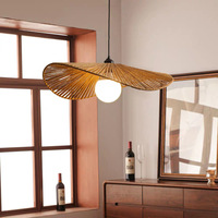 Lustre Rétro Exclusif Transfrontalier de Style Chinois, Lampe Chapeau de Paille Japonais Alimentée par Courant Alternatif pour Salle de Thé Zen, Gîte Rétro en Chanvre