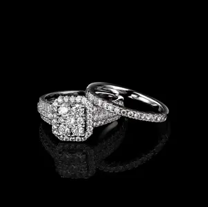 Guangzhou Huiyue Jewelry Rings Trustworthy Manufacturer Women Rings 925 Sterling Silver Wedding Rings Set